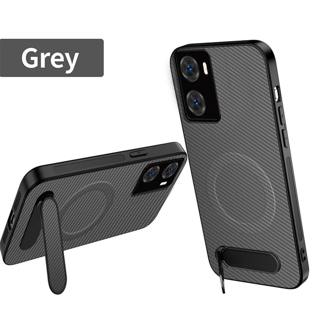 Чехол из ТПУ с текстурой углеродного волокна для realme 14 5G, с подставкой для нескольких углов, мягкая защитная крышка