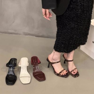 Модные элегантные летние женские тапочки с открытым носком, шлепанцы на высоком каблуке, женские босоножки для отдыха на пляже