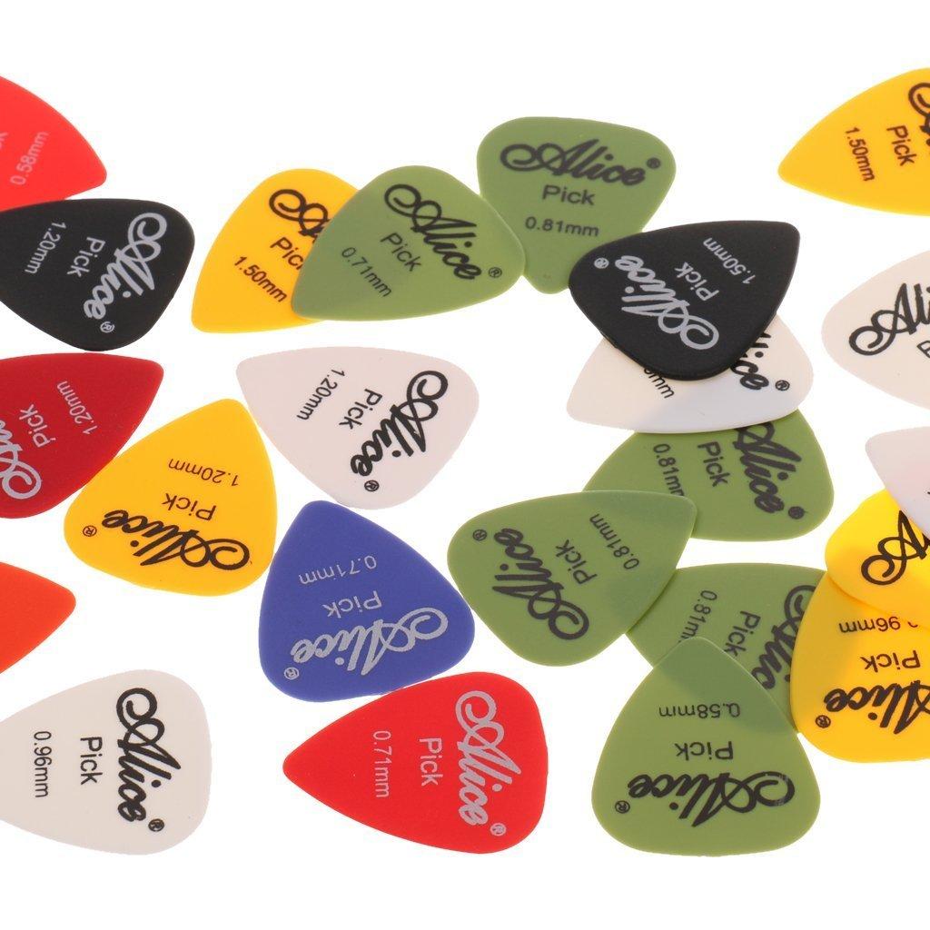 Yammy Plastic 24 Pieces Bass Guitar Picks Various Thickness Colorful Storage Box Included