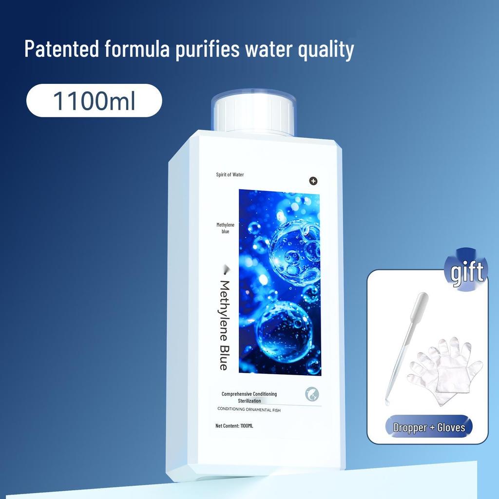 Methylene Blue Aquarium Water Purifier & Conditioner for Koi - Treats Saprolegniasis, White Spot, Body Rot, Sterilizes & Purifies.