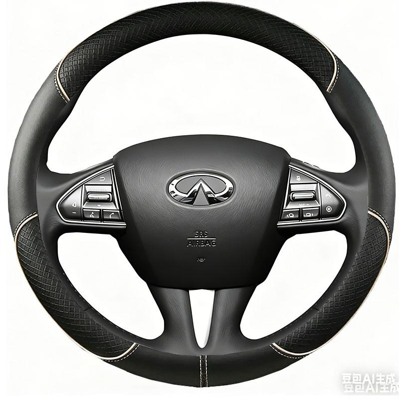 For Infiniti Q50 Q50L 2013-2017 QX50 2015-2017 Black Leather Braid Car Steering Wheel Cover