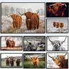 Шотландская горная коричневая корова Картина Печать на холсте Постер Як Настенное искусство Сельскохозяйственные животные Картина для гостиной Домашний декор Cuadros
