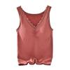 Winter Women Thermal Vest with Chest Pads Seamless Lace V Neck Fast