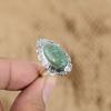 Natural Tibetan Turquoise Gemstone 925 Silver Promise Adjustable Ring For Women
