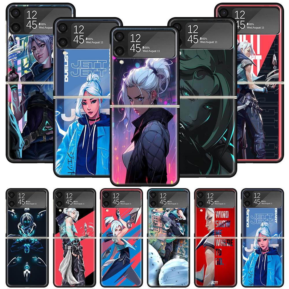 Valorant Jett Phone Case For Samsung Galaxy Z Flip 7 6 5 4 3 5G Cover ZFlip7 ZFlip6 ZFlip4 ZFlip5 ZFlip3 Coque Fundas Galaxy Z F