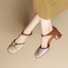 Baotou Sandals Women's Summer New Square Head Hollowed Out with Thick Heel Hollow Mesh Women's Shoes