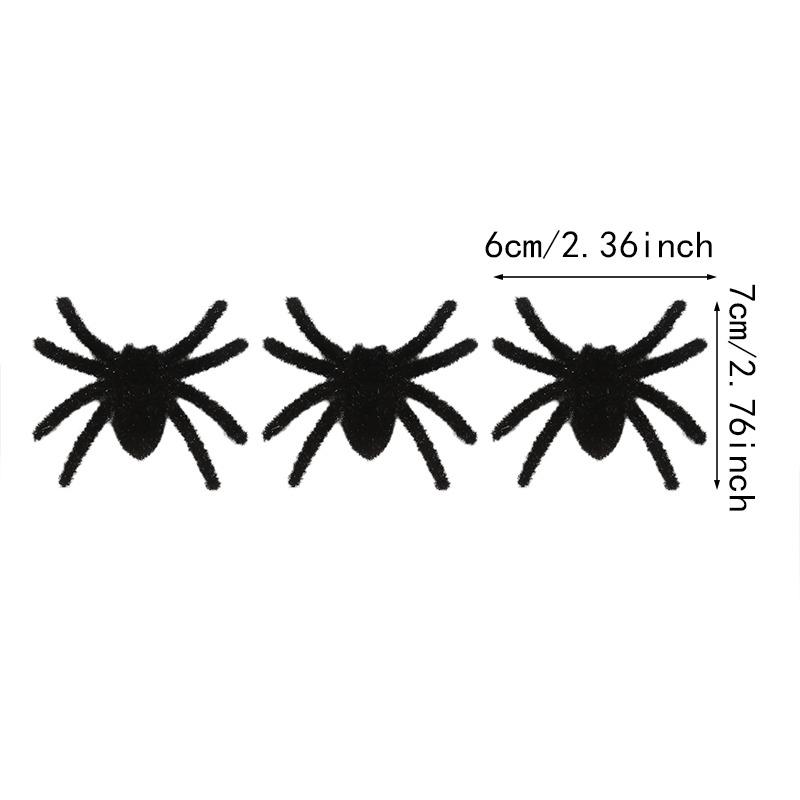 3/6/9/12/15pcs Halloween Plush Spider Simulation Flocking Spider Party Props Haunted House Spider Simulation Tricky Toy Decora
