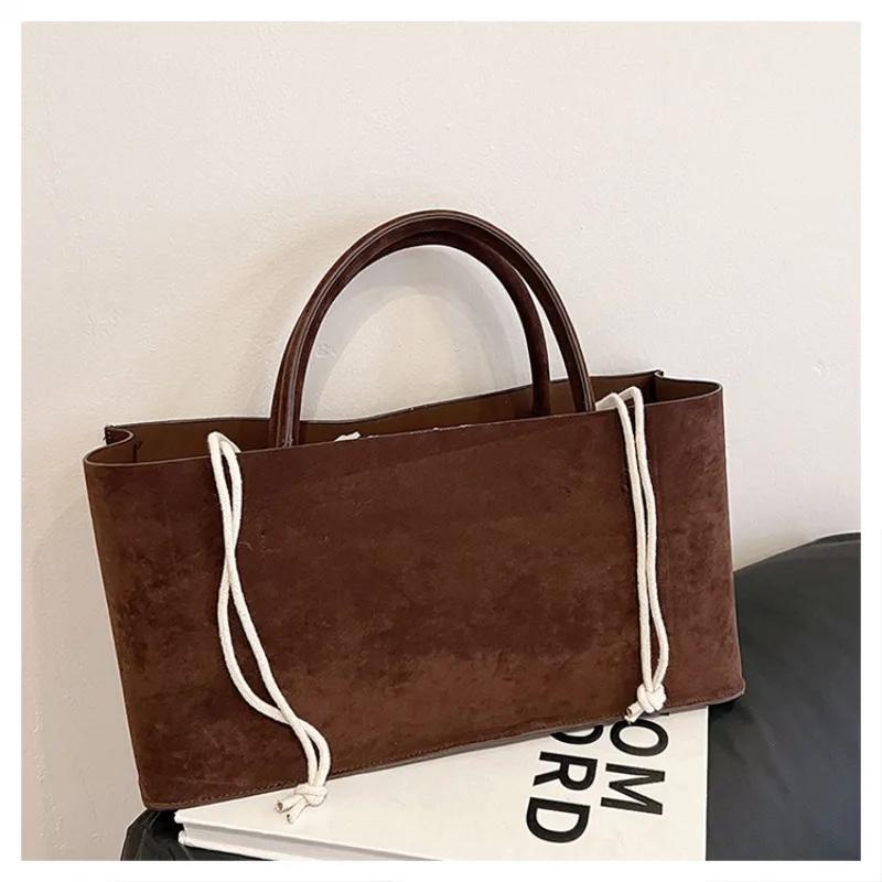 Сумка-корзина из замши в стиле ретро, корейская версия, вместительная, универсальная, для женщин