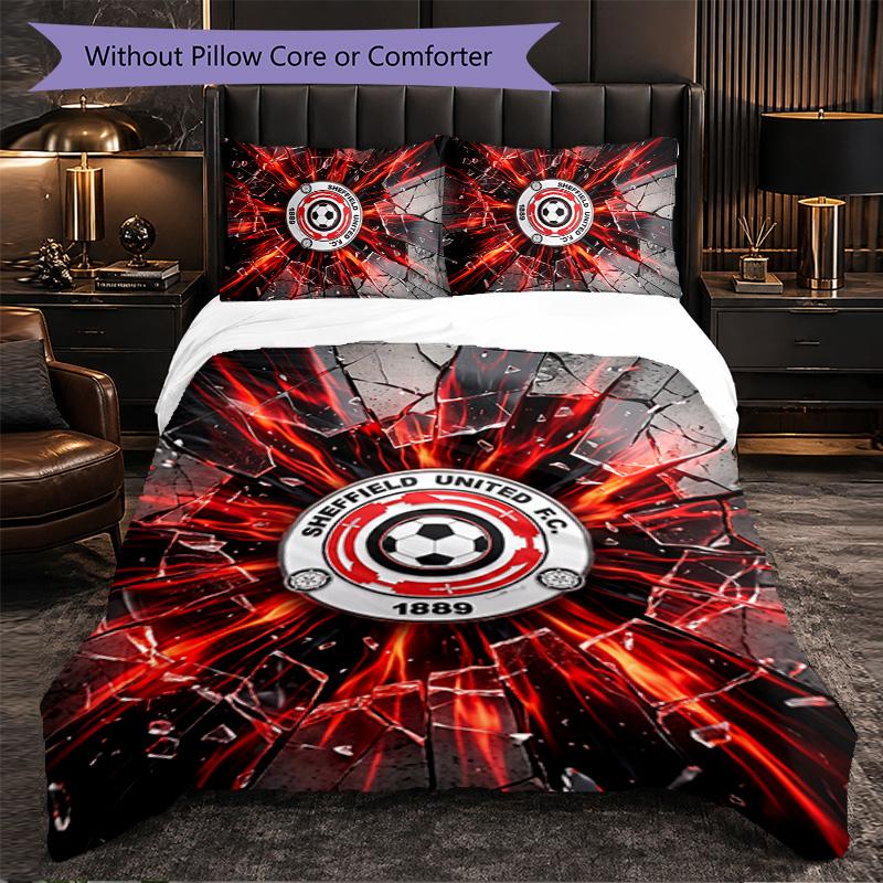 Футбольный комплект постельного белья Sheffield United из 3 предметов Мягкий пододеяльник с наволочками Набор для декора спальни для дома
