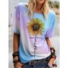 Женская летняя футболка тренд принт подсолнух ретро мода футболки с коротким рукавом повседневные с принтом топы