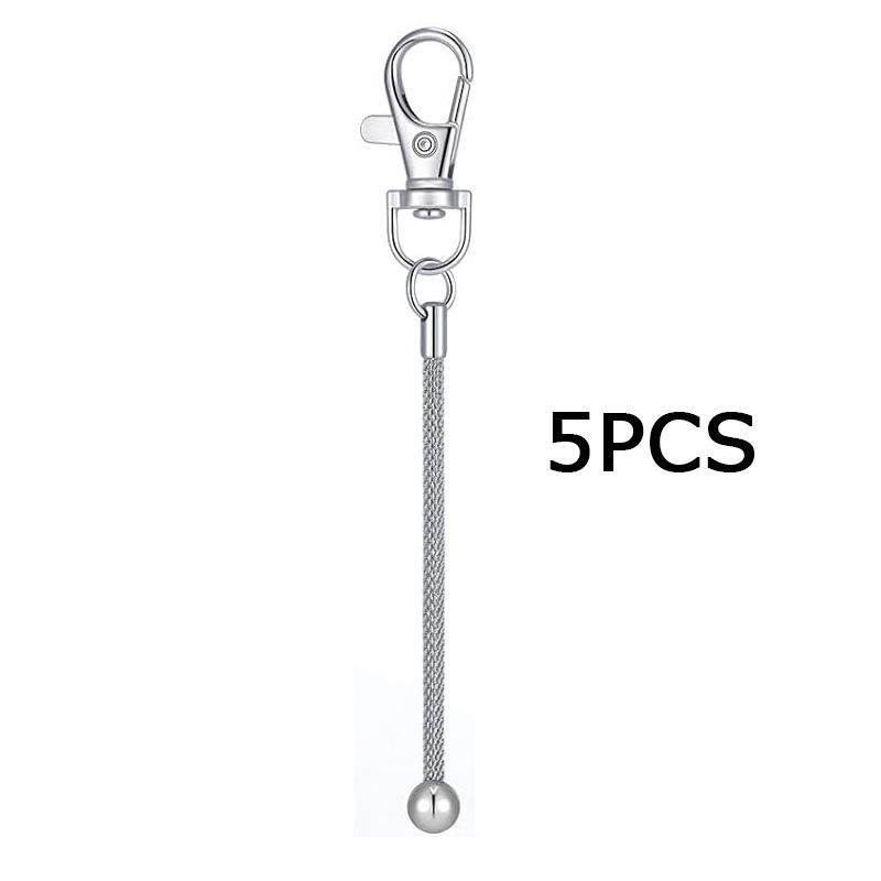 WTEMPO Заготовки для брелоков с бусинами, пустые съемные металлические аксессуары для брелоков для DIY рукоделия, набор для брелоков с бусинами, серебристая отделка