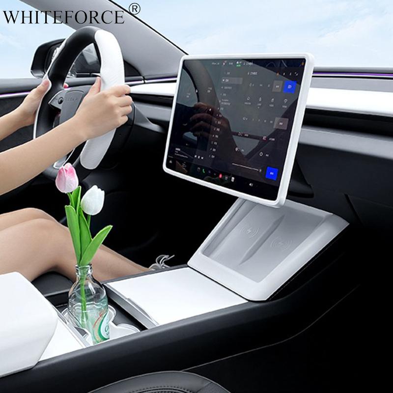 For Tesla Model 3 Highland 2024 Wireless Charging Frame Protector Wireless Charging Non-Slip Mat Center Console Panel Sticker