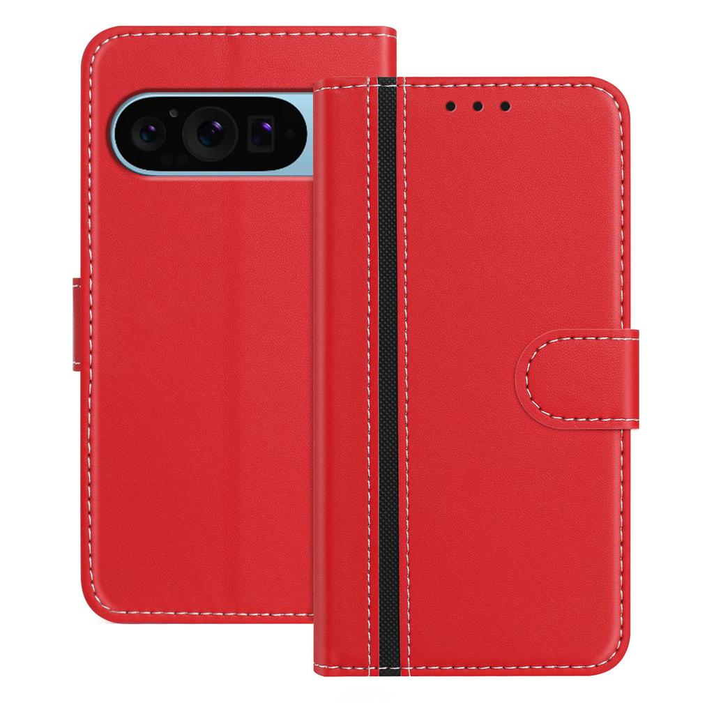 For Google Pixel 9 Pro Phone Cases Wallet Stand Color Splicing Leather Cover with Magnetic Clasp