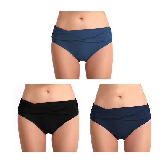 Женские плавки бикини со средней посадкой, закрытые, со сборками, танкини, купальник-брифы, утягивающий живот, купальный костюм, плавки