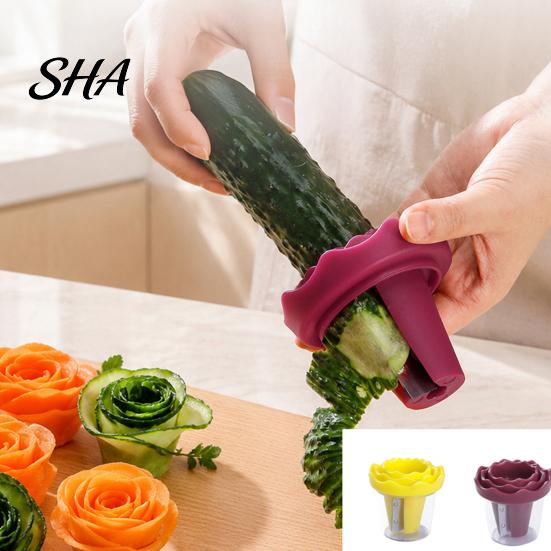 Food Decorating Tool for Plating 2Pcs Vegetable Flower Cutter Tool, Manual Spiral Slicer Carrot Cucumber Radish, Kitchen Gadget Fruit Carving