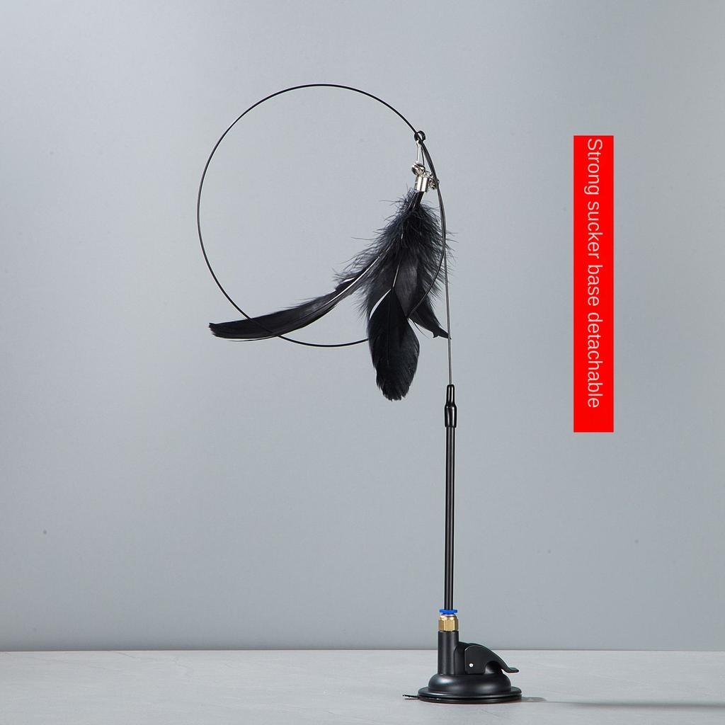 Cats Toys Feathers Wand Interactive Toy Kitten Toys with Super Suction Cup Detachable Feather Replacements Cat Stick Accesorios