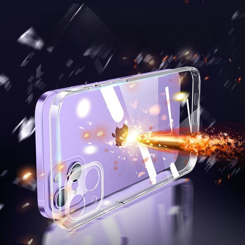 Подходит для чехла для телефона Apple 17 ProMax без пожелтения iPhone 15 Новый защитный чехол Прозрачное стекло 16 Жесткий чехол