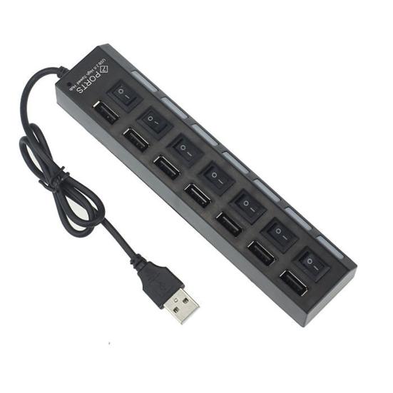 7/4 Ports USB 2.0 Adapter Hub Splitter Power ON/OFF Switch For PC Laptop PC