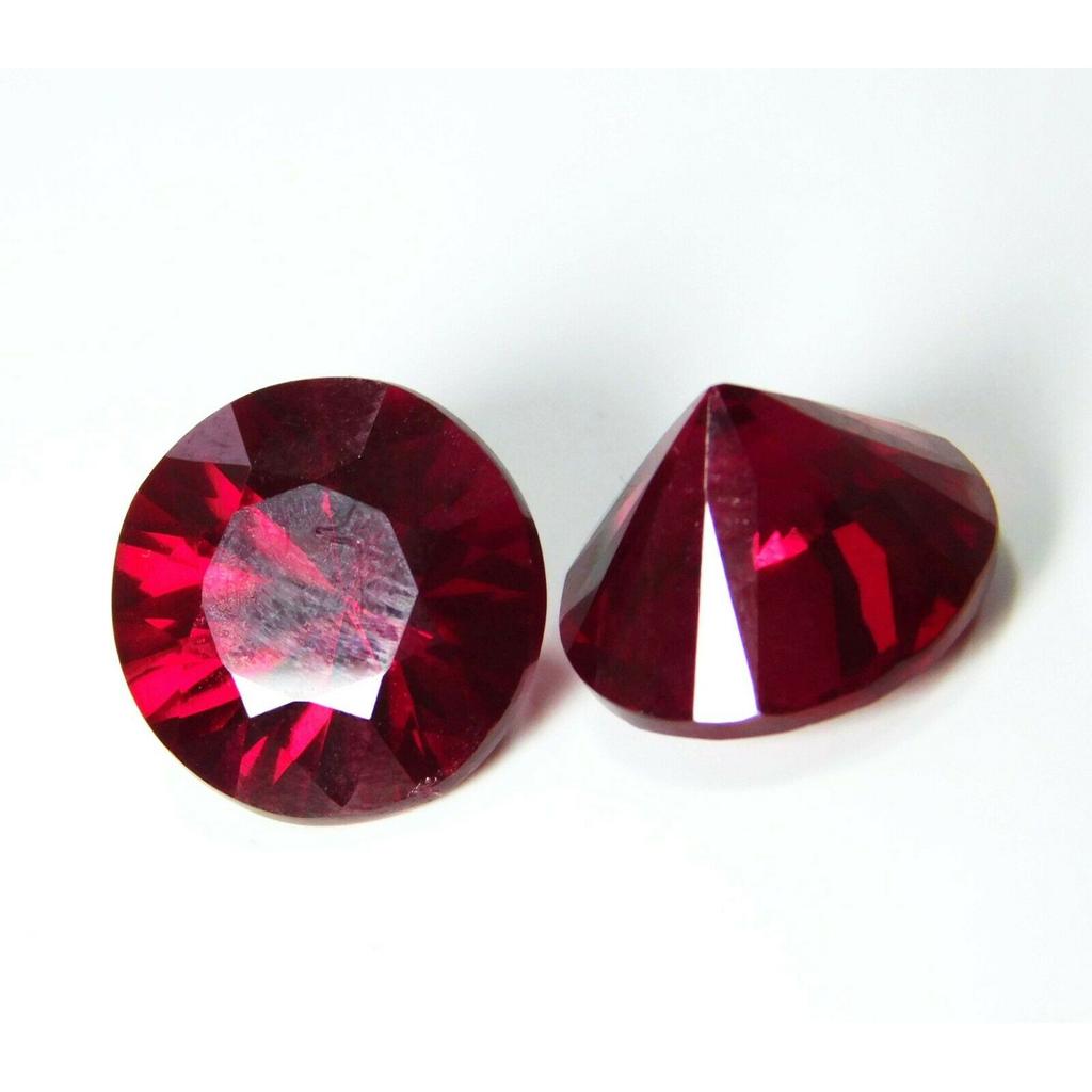 Round Diamond Cut Gemstone Pair 10 Ct Natural Red Ruby CERTIFIED Loose Gemstone MQ-8474 00J