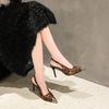 Sexy Leopard Slingbacks Women Pumps Street Style Thin High Heels Stripper Party Dress Sandals Spring Mule Shoes
