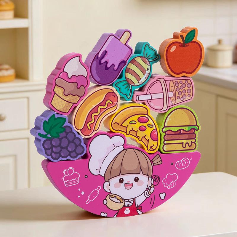 Деревянная игрушка для детей 3D Балансир Стройка Cute Food Животное Дерево Падающая Башня Образовательные игрушки для детей