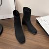 Round Head Versatile Socks Boots Elastic Fashion Thin Boots Waterproof Table High Heel Socks Boots Thick Heel Short Boots Winter New Models