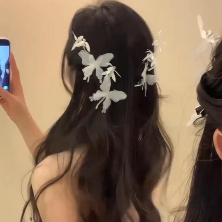 Butterfly Hairpin Bangs, Side Bangs, Duckbill Clip, Literary Super Fairy Hair Accessories, Mori Niche Atmosphere, Gentle Hair Accessories
