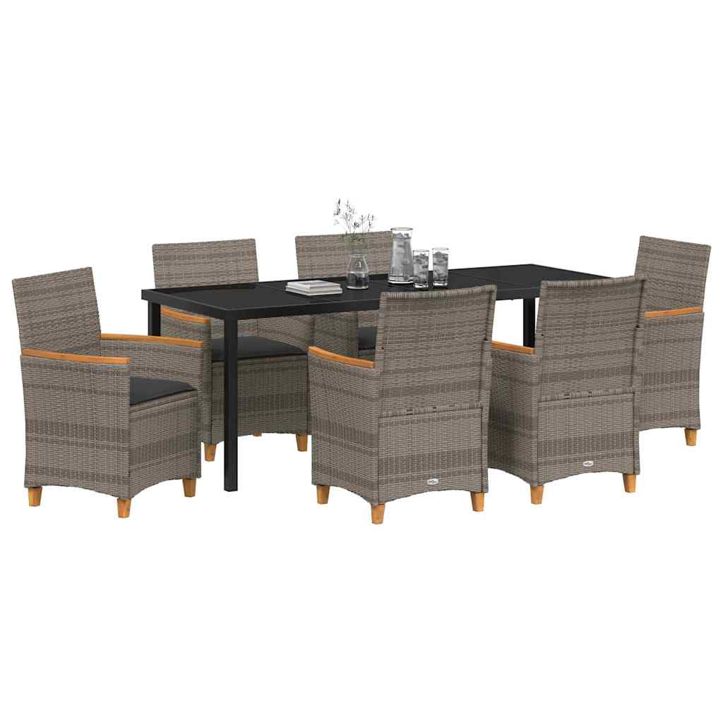 Garden Dining Set 7 pcs Grey Poly Rattan
