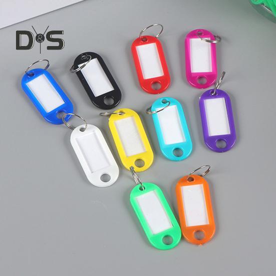 50 шт. Пластиковые брелки для ключей, идентификационные бирки с раздельным кольцом для ключей, бумажная вставка, брелки для ключей, писчая бумага, органайзер для ключей
