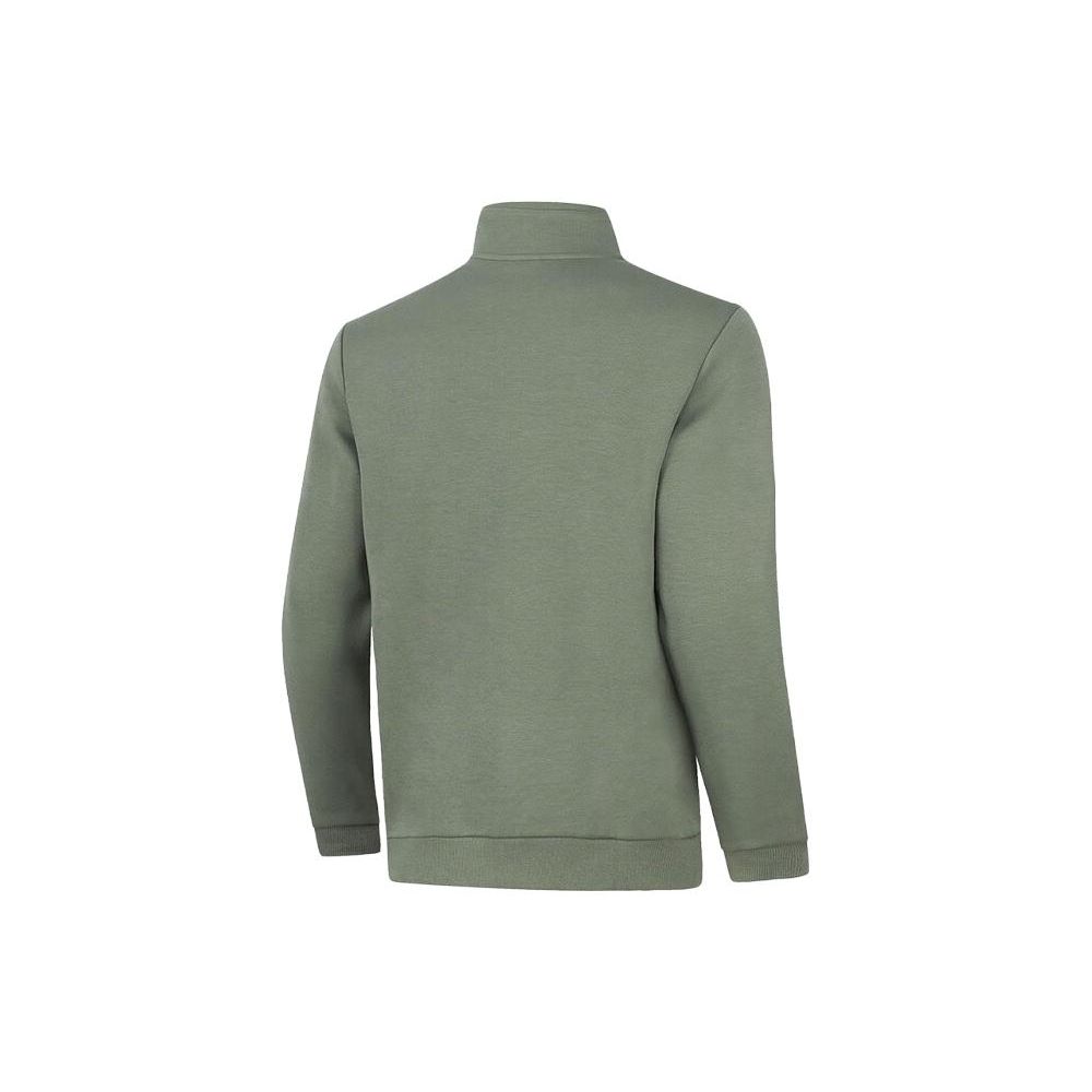 Li-Ning Plain Open-Collar Casual Long Sleeve Sweatshirt Men Sweatshirt Gray-Green AWDT989-2