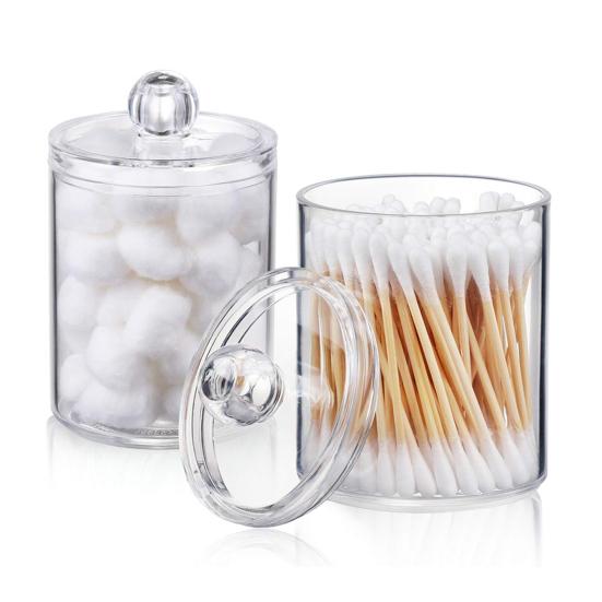 2/4Pcs Cotton Swab Holders Bathroom Storage Boxes with Lid Large Capacity Transparent Design Cotton Ball Floss Jar Containers