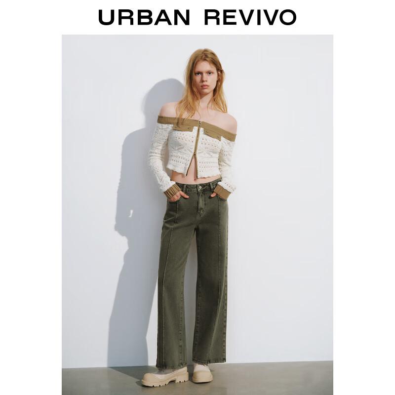 UR Women's Retro Patchwork Off-Shoulder Knit Top