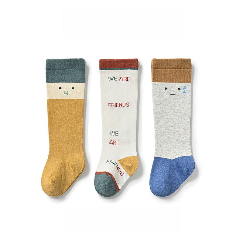 3 пары/лот Детские гольфы до колена Детские для девочек и мальчиков Мягкие хлопковые длинные носки Милые испанские полосатые однотонные детские носки для 0-3 лет