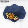 Summer Fresh Flowers Wave Lace Edge Straw Hat Women's Large Eaves Sun Protection Sunshade Outdoor Travel Sun Hat