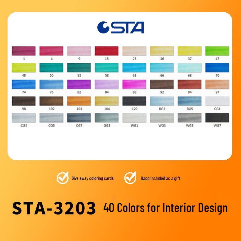 Двусторонние маркеры на масляной основе Sta 3203 - Быстросохнущие для студенческого творчества и дизайна интерьера.