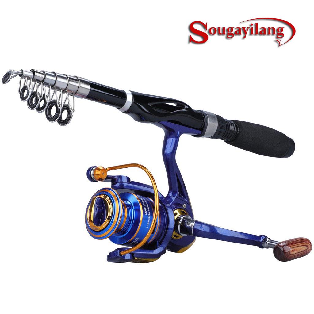 Sougayilang Spinning Fishing Rod Reel 1.0m 1.5m Fiber Ultralight Spinning Fishing Pole GR 5.2:1 13BB Spinning Fishing Wheel Full Metal Fishing Combo