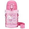 Hello Kitty Sakura Stainless Steel Bottle with Straw, Pink [SBR-450S] with Shoulder Strap