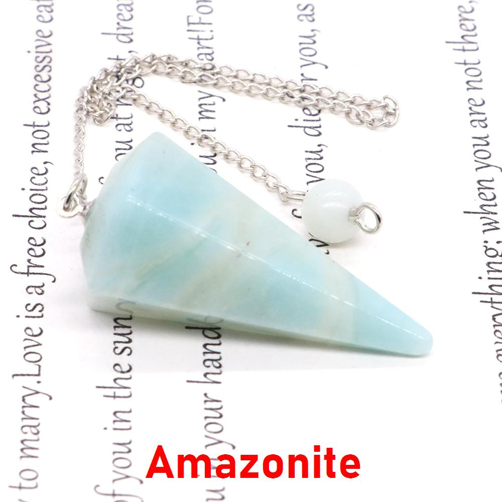 Natural Stone Reiki Healing Pendulum,For Dowsing Spiritual Divination Cone Crystal Quartz Pendulos Small Size Necklace Jewelry