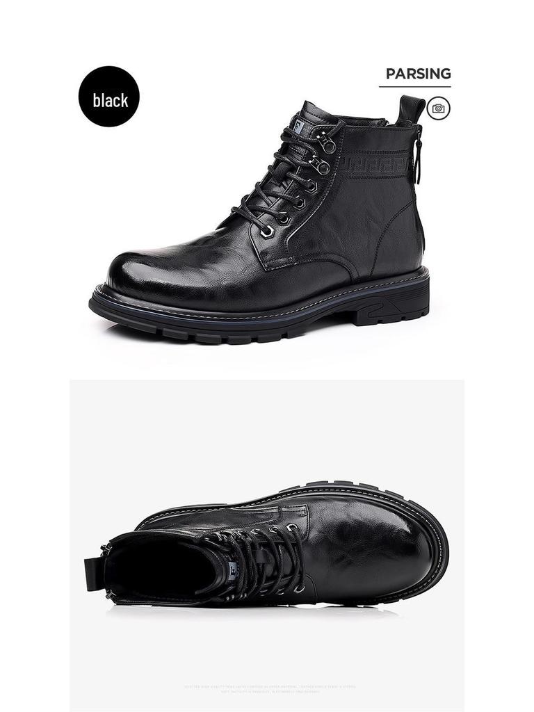 Men's Retro High-Top Martin Winter Boots - Thick Sole, Plus Velvet, Leather, Trendy & Warm for Outdoors