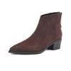 Cow Suede Winter Round Toe Thick Med Heels Chelsea Boots Women Zipper Retro Fashion Ankle Boots