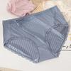 Женские трусы со средней талией из ледяного шелка размера плюс, эластичные, тонкие, мягкие, дышащие, антисептические, бесшовные, полосатые, кружевные, женские трусы, трусы