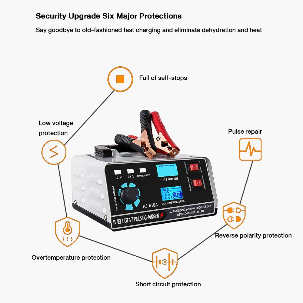 400 Вт Автомобильное зарядное устройство для аккумулятора 24 В 12 В Автомобильное зарядное устройство для автомобильного аккумулятора