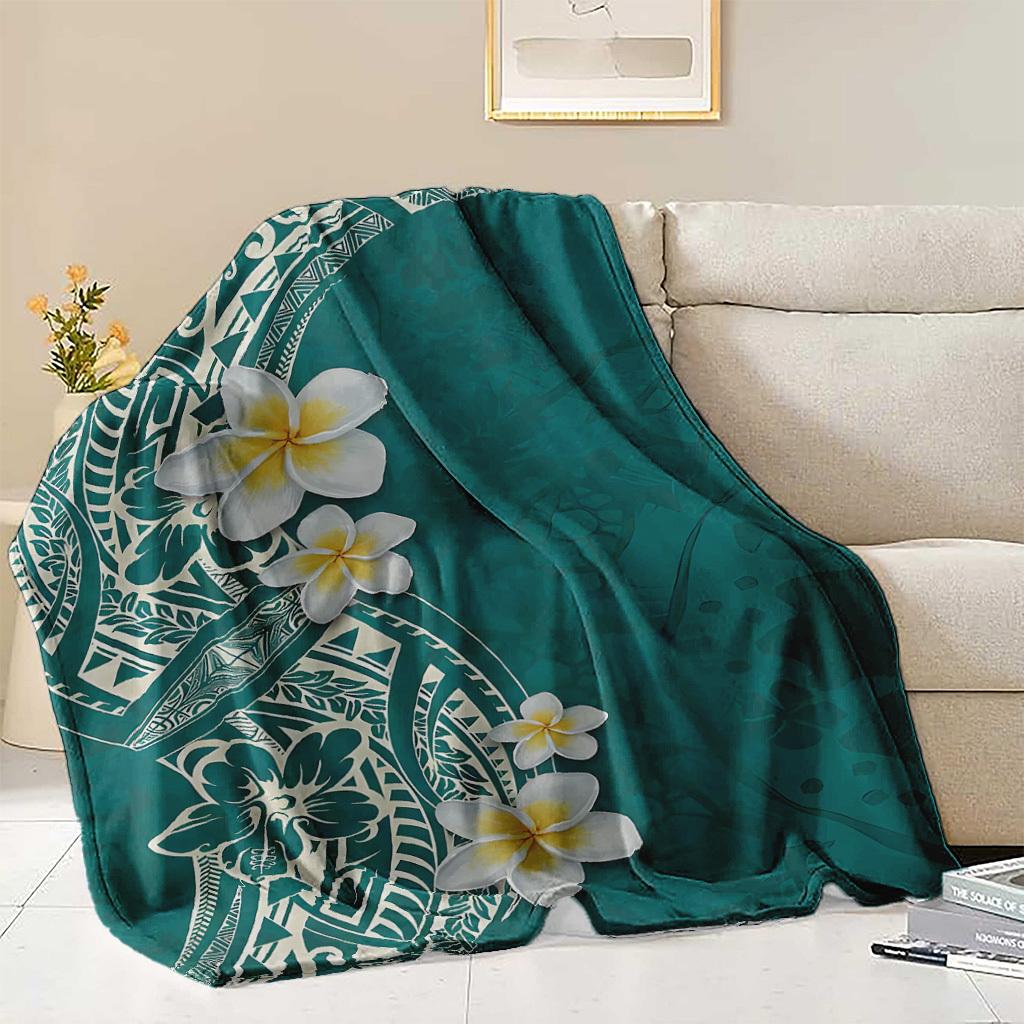 Blue-green Hawaiian pattern Blanket for Sofa Bed Travel Camping Living Room Office Conditioning Blanket for All Seasons Gifts