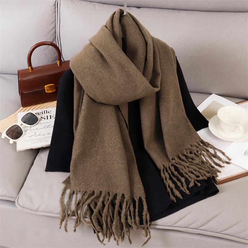 Luxury 2 Colours Cashmere Scarf Women Autumn Winter Shawl Pashmina Handkerchief Lady Pareo Soft Outdoor Windproof Travel Bufanda