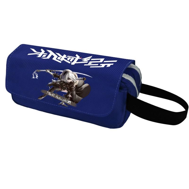 2B Anime Pencil Case Double Zipper Canvas Stationery Organizer Students School Supplies