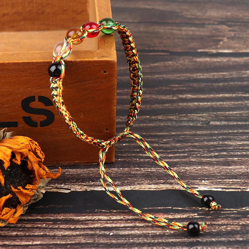 Творческий переводной цветной браслет из веревки с плоским узлом, защитный браслет из пяти элементов из бисера
