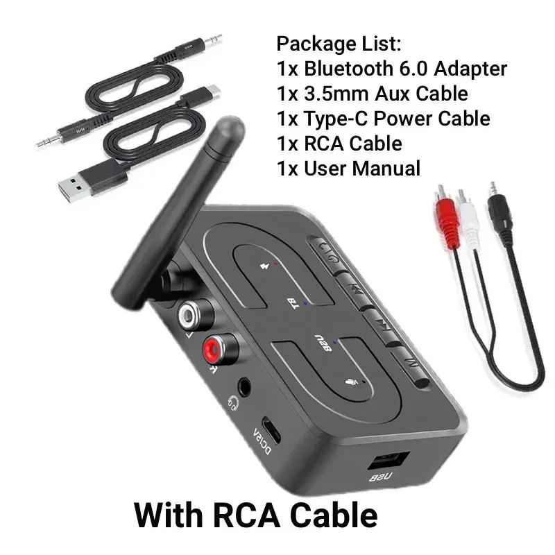 Беспроводной Аудио Адаптер Bluetooth 6.0 Приемник RCA 3.5mm AUX Jack Стерео Музыка Беспроводной Адаптер Поддержка Воспроизведения с USB-накопителя Автомобильный Комплект