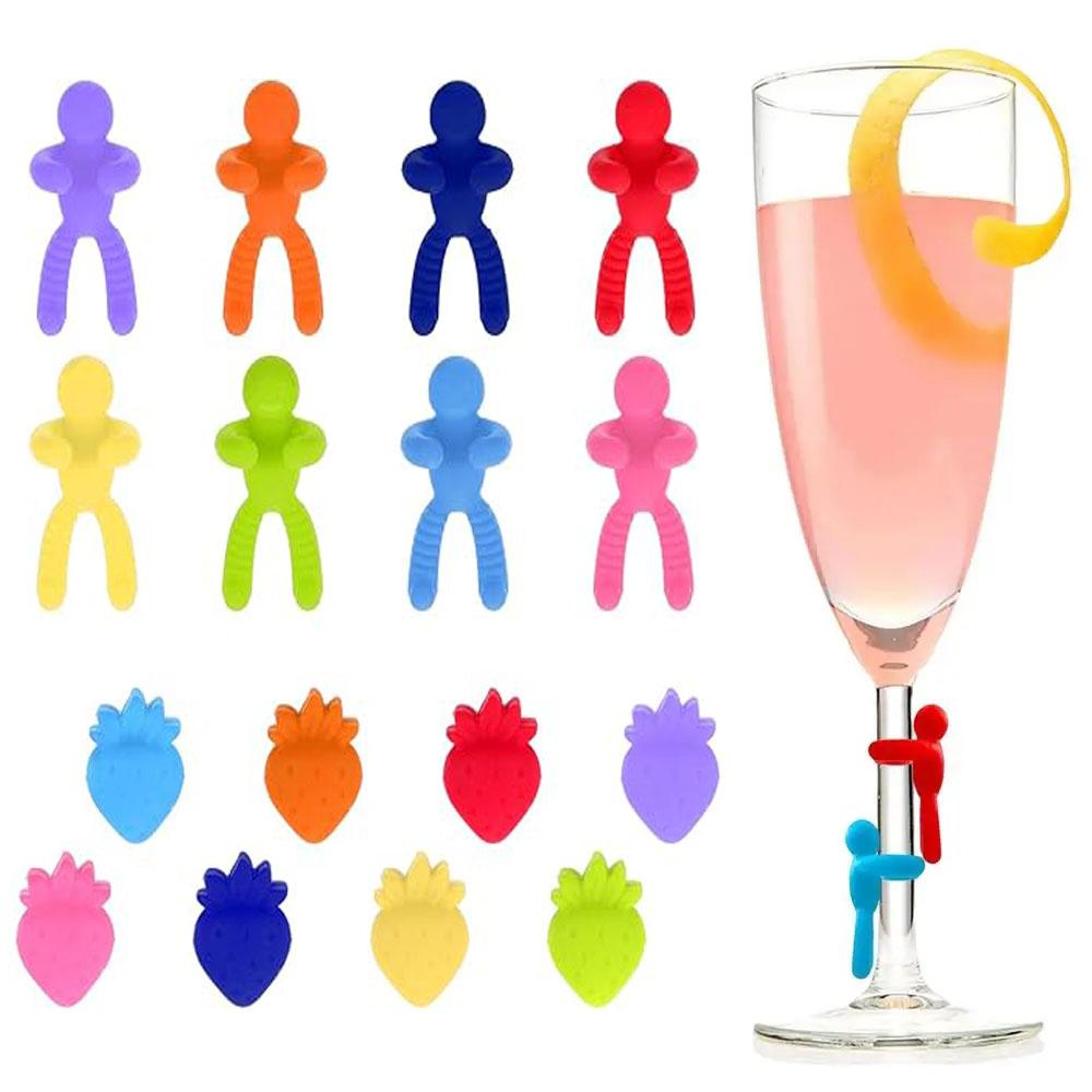 Funny Cool Wine Beer Glasses Recognizer Party Dedicated Suction Cup Wine Glass Silicone Label Marker Kitchen Bar Accessories 7