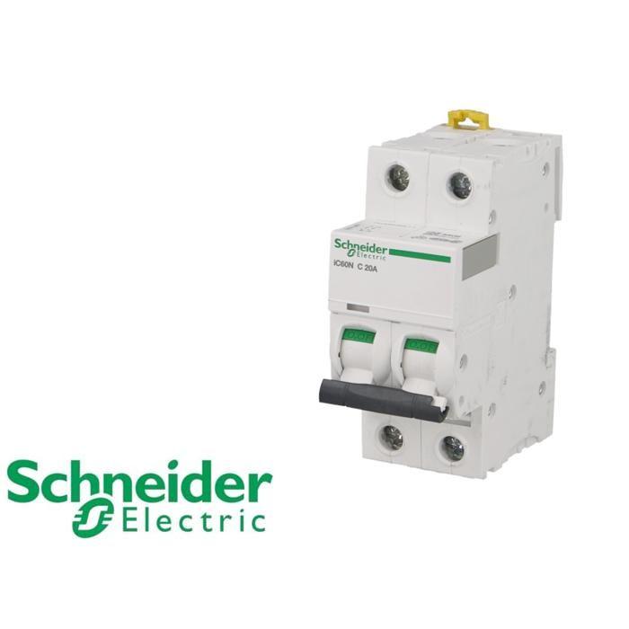 Schneider Electric IC60N Disjoncteur, Acti9, 2P, 63A, Courbe C, 50/60 Hz, Blanc - A9F74263