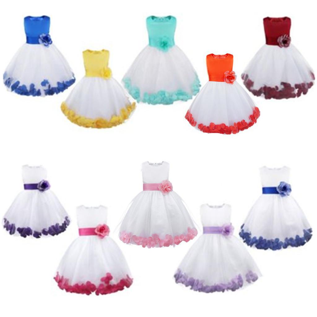 Детское праздничное платье без рукавов из тюля с лепестками цветов для девочек и большим бантом, свадебное платье подружки невесты